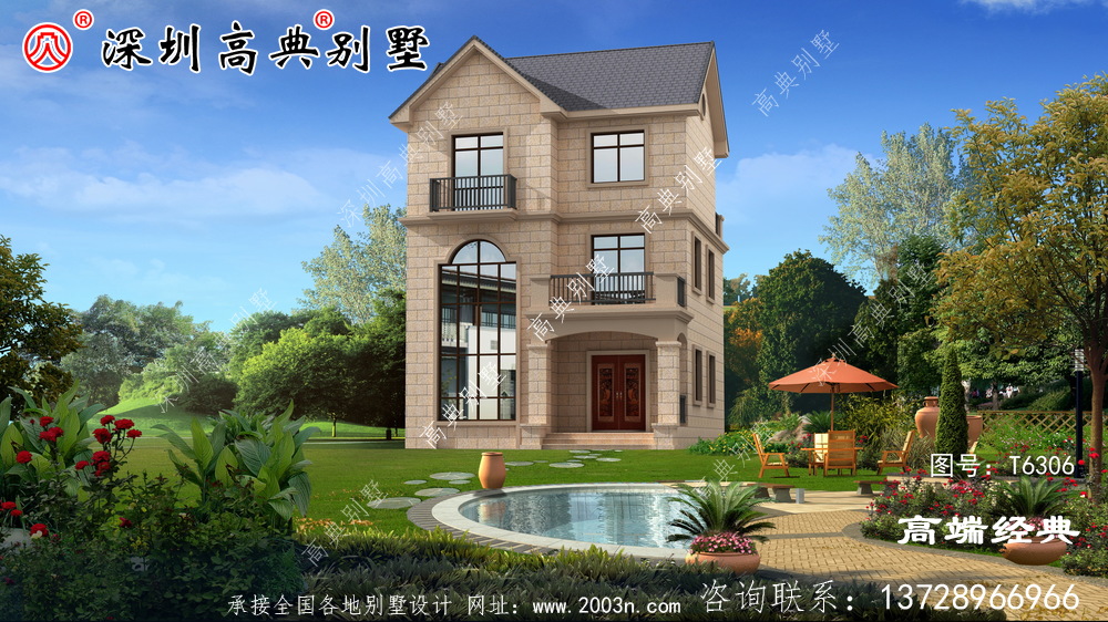 欧式住宅设计图，外观优雅别致，浪漫的造型在家乡别具一格。