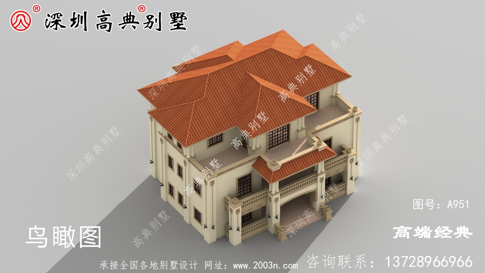 三层乡村别墅外观图，简约大气，功能丰富，就是真正的别墅