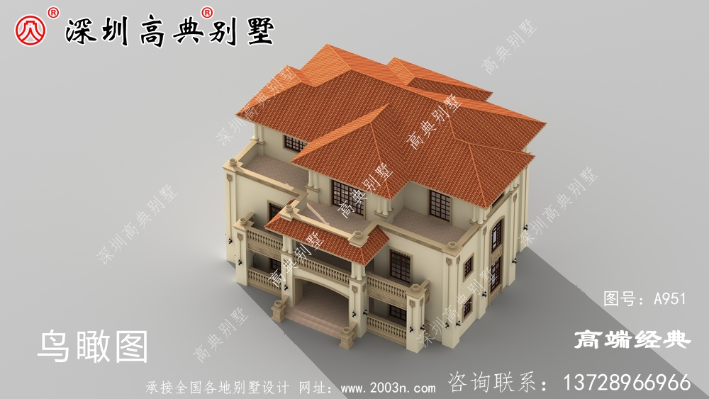 三层乡村别墅外观图，简约大气，功能丰富，就是真正的别墅