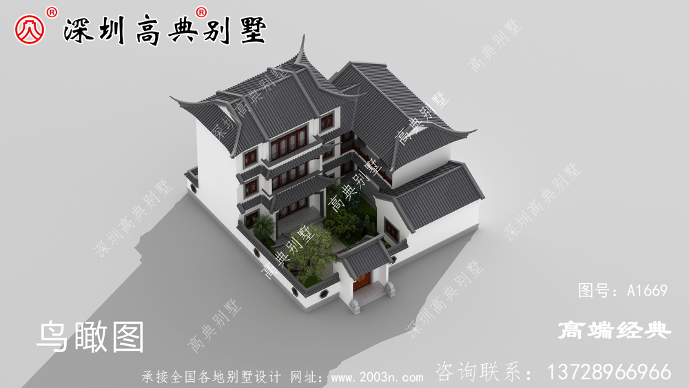 三层自建房外观图，精致细腻，每个人的秘密花园