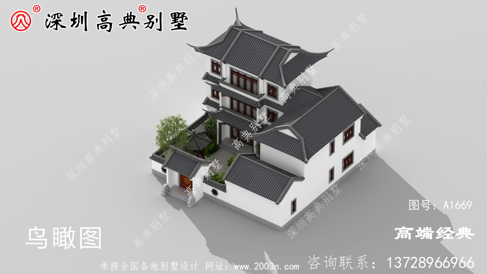 三层自建房外观图，精致细腻，每个人的秘密花园