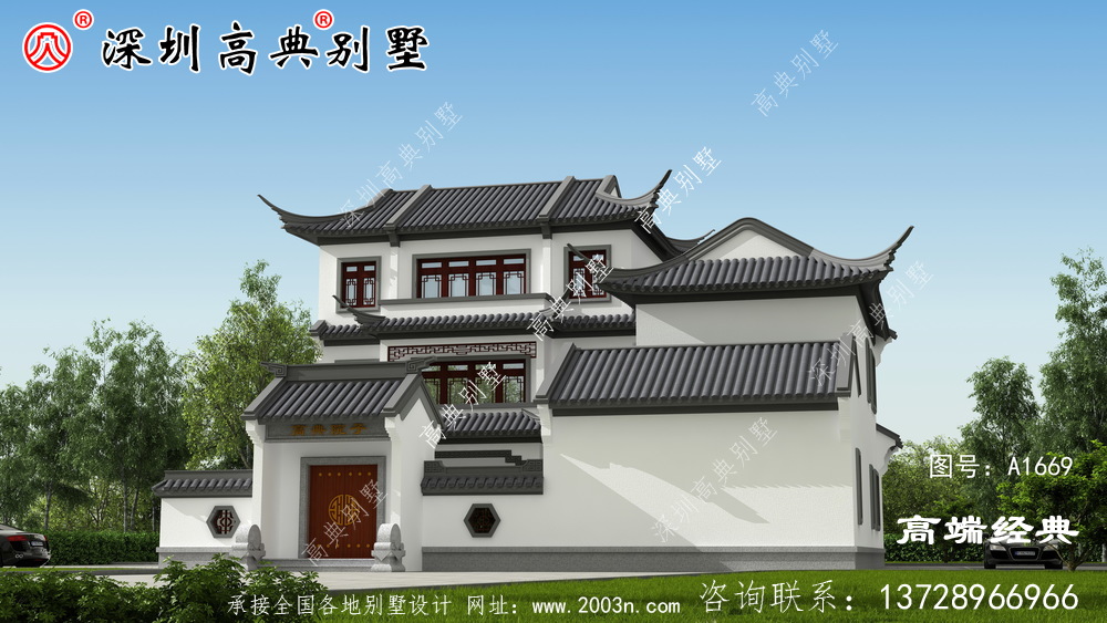 三层自建房外观图，精致细腻，每个人的秘密花园